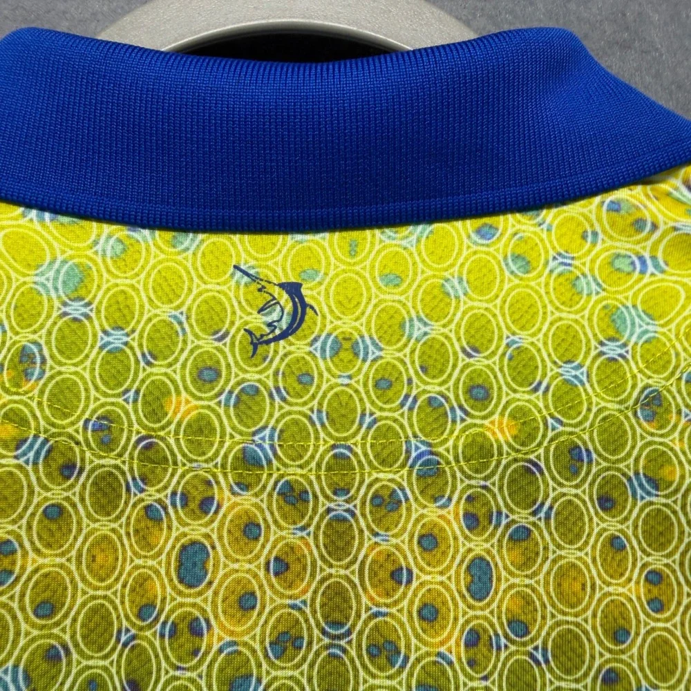Reel Legends Freeline Mens XL Graphic Print Polo‎ Shirt Blue Collar Fishing